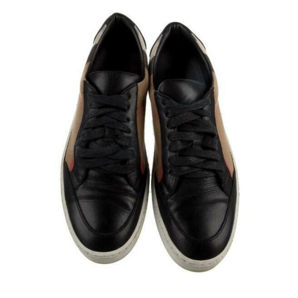 Burberry Women’s Unisex Low-Top Sneakers Check & Black Leather EU 38 / US 7.5 - Picture 2 of 11